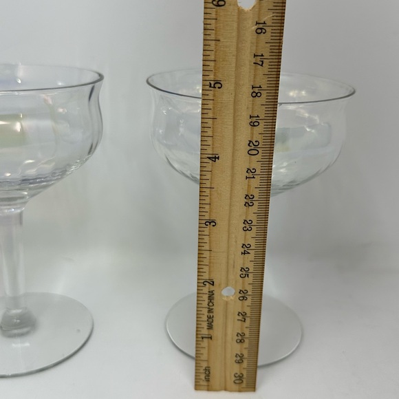 Vintage Rainbow Iridescent Glass Dessert Sorbet Cup Wine Goblet A2 - Picture 2 of 4